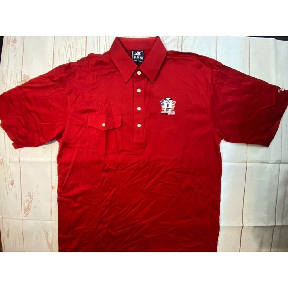 US Open Golf Ahead Polo Shirt L Ladies Blackwolf run 2012 NWOT Red Pete Dye